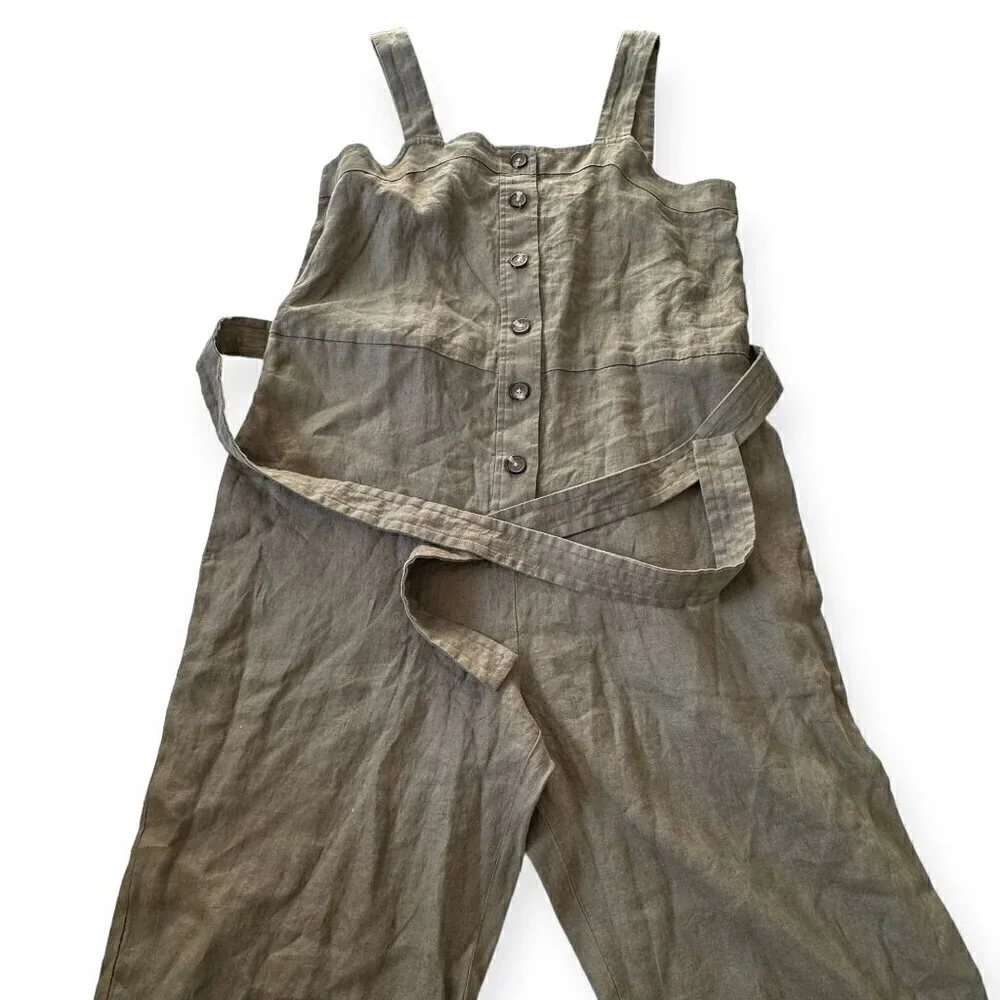 Everlane The Linen Jumpsuit in Pewter Green, Size 4, NWT
